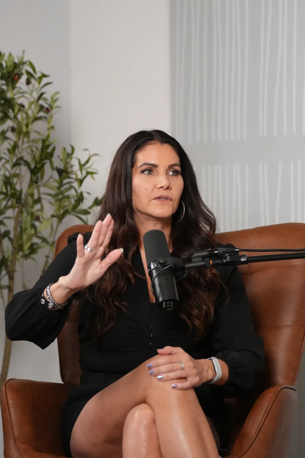 Mirit Moon answering questions in the studio
